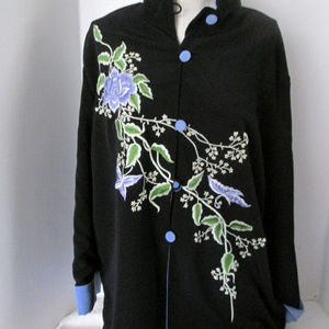 Evolution by Kembali Black Jacket New Floral Trim